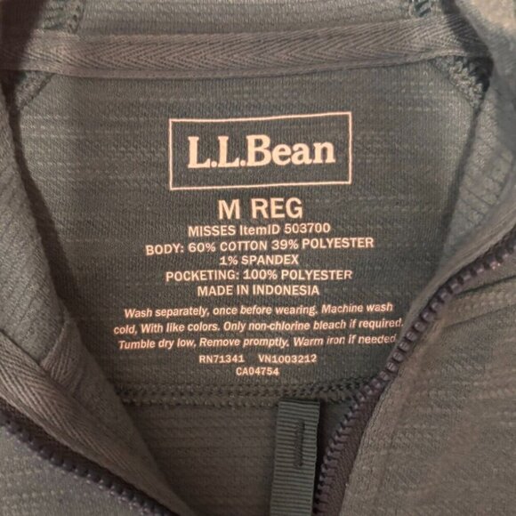 L.L. BEAN Misses Quarter-Zip Long Sleeve Hooded Sweater Size M-Reg - Blue - Picture 2 of 5
